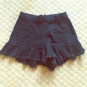 Blank NYC Black Denim Flared wedge Shorts